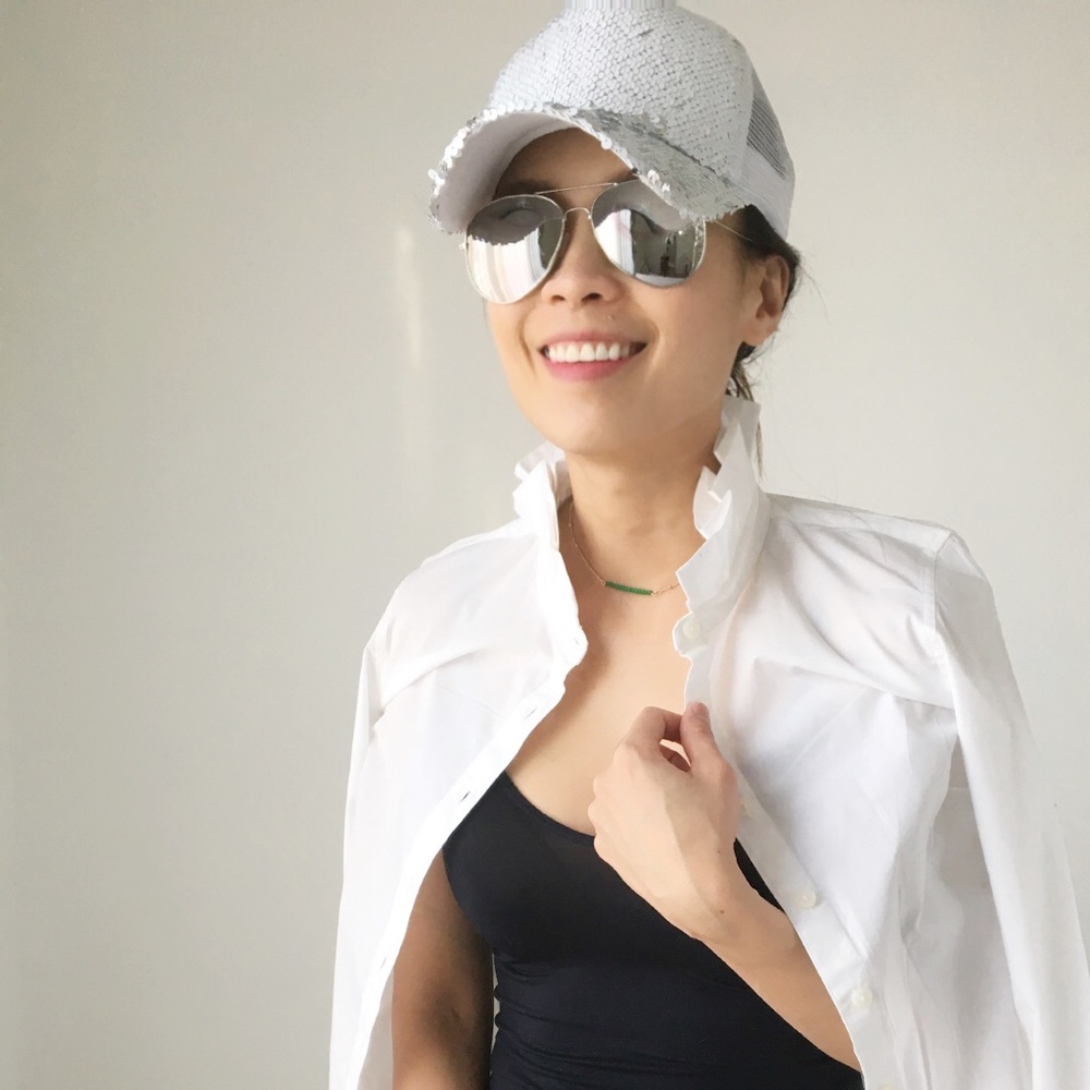 METALLIC SEQUINS BASEBALL CAP - WHITE SILVER - Picture 5 of 6
